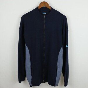 Kavu Men's Medium Blue Wool Blend Tight Knit Full Zip Cardigan Sweater